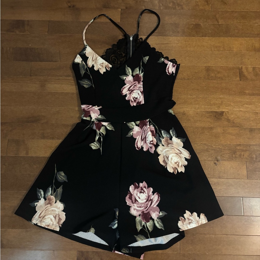 Floral Black Jumpsuit